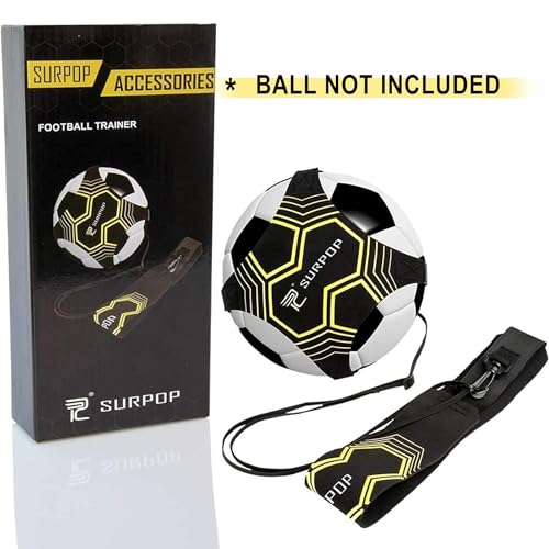 Surpop Soccer/Volleyball/Rugby Trainer, Football Kick Throw Solo Practice Training Aid Control Skills Adjustable Waist Belt for Kids Adults