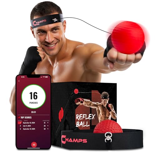 Champs MMA Boxing Reflex Ball - Boxing Gear Fight Speed Bpunching Ball Equipment Ideal for Reaction Speed and Hand Eye Coordination