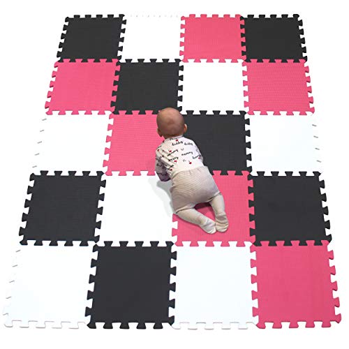 YIMINYUER® 20 Tiles (30cm×30cm×1cm Each Tile) Baby Soft Puzzle Play Mats, Kids Thick EVA Foam Floor, Toddlers & Children's Soft Interlocking Mat R01R04R09G301020 - color: White Black Red