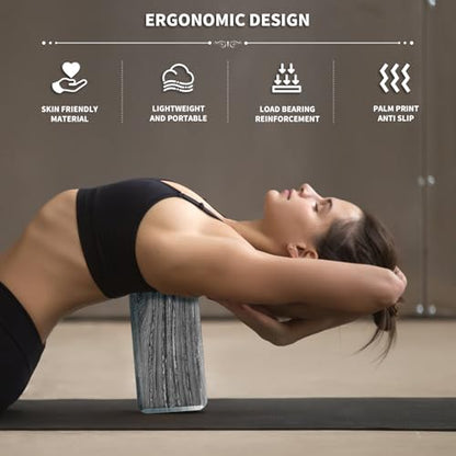 2-Pack Yoga Blocks, High-Density 9"x6"x3" Yoga Brick Foam Blocks Non-Slip EVA Foam Block Yoga Props Accessories for Yoga Pilates Stretching and Meditation