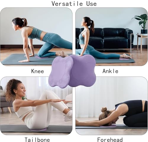 Yoga Knee Support Pad for Women Pilates Kneeling Cushion | Elbows Wrist Hands Head Foam Extra Thick Men Exercise Knees Pads Set of 6 Pieces - color: Purple
