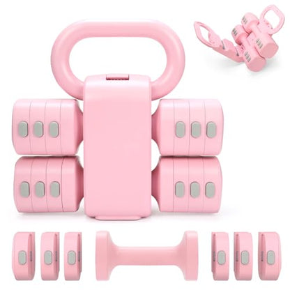 Adjustable 2-in-1 Convertible Kettlebell & Dumbbells - color: Pink