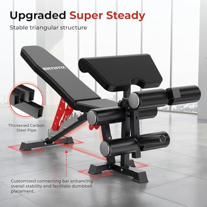 Adjustable Leg Extension and Curl Machine, Foldable Pro Heavy-Duty Weight Bench, 1600LBS Workout Bench, 21-Position Multifunctional Weight Benchs, Iscc Plus Certified for Home Gym