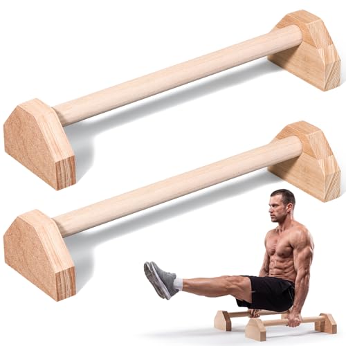 2 Pcs Wooden Parallettes Bars Push up Stands 15.7/19.7 Inch Push up Bars Calisthenics Equipment Non Slip Base Solid Portable Exercise Home Workout Equipment for Strength Training - size: 19.7 Inch
