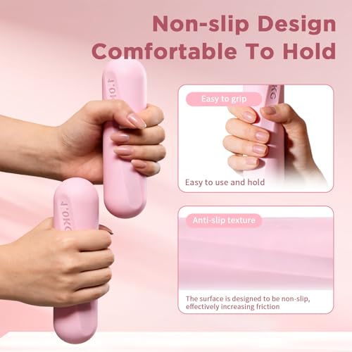 Dumbbell Set, Hand Weights For Women, 2.2lb Dumbbells Set of 2, Exercise & Fitness Dumbbells, Dumbbell Set for Walking, Yoga, Dance, Barre, Pilates, Cardio, Aerobics - color: PINK