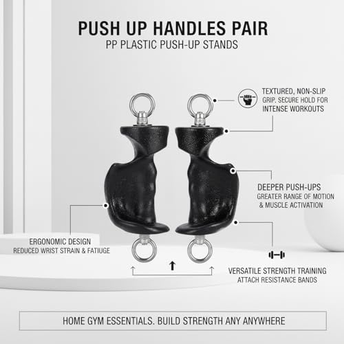 Push Up Handles Pair, PP Plastic Push-up Stands with Textured Grip for Home Gym Strength Training (1 Pair) - size: 9.84 x 3.74 x 1.97 in