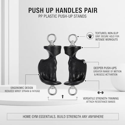 Push Up Handles Pair, PP Plastic Push-up Stands with Textured Grip for Home Gym Strength Training (1 Pair) - size: 9.84 x 3.74 x 1.97 in