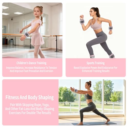 Ankle Weights for Women & Kids - 0.5LB/1LB Each Wrist/Ankle Weight Pair (1LB/2LB Total) Adjustable Arm/Leg Weights for Walking, Running, Pilates, Home Workout with Comfortable Straps (Pink) - size: 1 lbs Pair (0.5lbs Each)