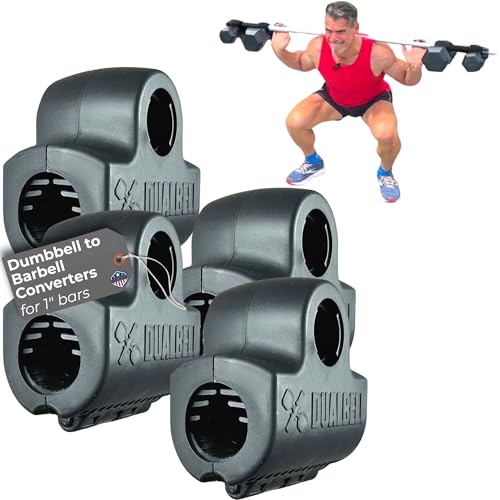 Dumbbell Converter- for 1" bars Superset Dumbbell to Barbell Adapters- hold up to 500lbs- Converts dumbbells for use on 1" diameter barbell - color: Black (for standard 1" bar)
