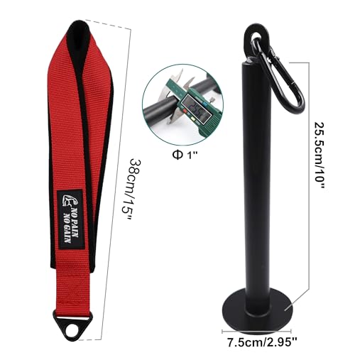 Arm Wrestling Training Strap Belt Hand Grip Arm Finger Forearm Exerciser Strengthener for Cable Machine and Free Weight - color: red with 25mm loading pin