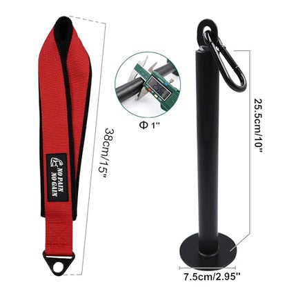 Arm Wrestling Training Strap Belt Hand Grip Arm Finger Forearm Exerciser Strengthener for Cable Machine and Free Weight - color: red with 25mm loading pin