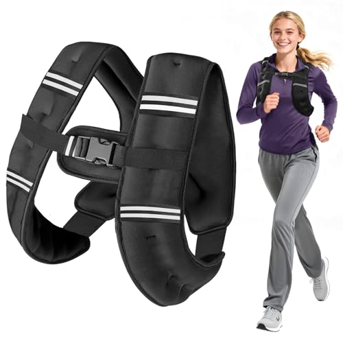 6lb/8lb/12lb/16lb/20Lb Weighted Vest Woman Men with Reflective Stripe, Chest Size Adjustable Strength Training Weight Vest for Walk Running Jogging - color: Black, size: 8 Lbs