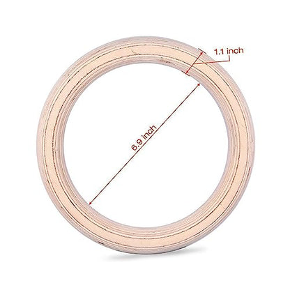 Toyvian Wooden Gymnastic Rings Woven Straps Adjustable Exercise Rings for Bodyweight Training for Home and Outdoor Workouts 28mm Diameter