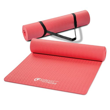 Circuit Fitness by Marcy Non-Slip Multi-Purpose Exercise Yoga Mats with Carrying Strap Multi-Thickness, Multi-Color Options