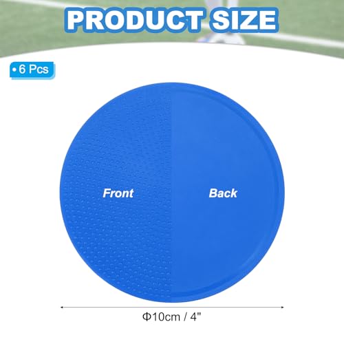Spot Markers 4 Inch, 6 Pcs Non-Slip Floor Dots Agility Markers Flat Field Cones Poly Dots for Gym PE Speed Training Dance Soccer Basketball Sports, Blue