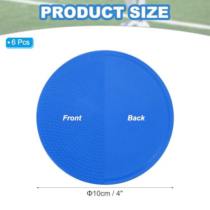Spot Markers 4 Inch, 6 Pcs Non-Slip Floor Dots Agility Markers Flat Field Cones Poly Dots for Gym PE Speed Training Dance Soccer Basketball Sports, Blue