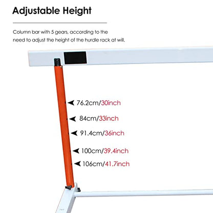 Height Adjustable Hurdles, Adjustable Speed Agility Hurdles, Heavy Duty Metal Fitness & Obstacle Training Equipment, Football Track and Field Training Jumping Bar Set, A