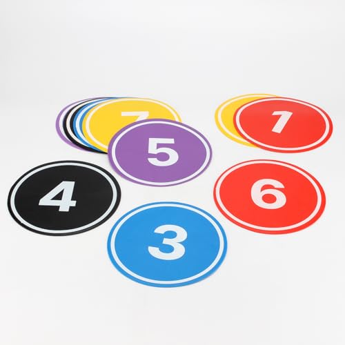 10PCS Anti-Slip Spot Markers Floor Spots,9 Inch Poly Spot Markers with Bag,Round Flat Floor Markers with Football,Basketball Training, Sport Activities and Exercise