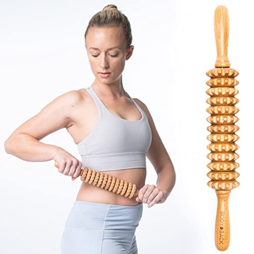 Body Back Wood Therapy Roller for Maderoterapia, Lymphatic Drainage, Cellulite Massage, and Massage Rolling, Natural Muscle Massage Stick Tool for Massage and Relaxation - size: Straight