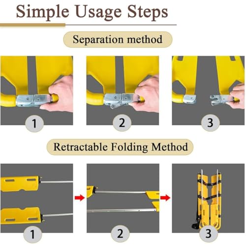 Adjustable Spine Board Stretcher with Safe Str, 350 lbs Capaci, 63" to 80" Folding Board for First Responders & Emerncy Services