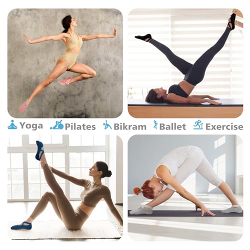 BKP Yoga Socks for Women,Pilates Socks Non Slip Grip Socks Suitable for Ballet,Plasticity,Dance,Home,Training