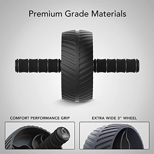 Sports Research Ab Wheel Roller with Knee Pad | Sturdy 3" Wheel for Core Workouts in The Gym or at Home