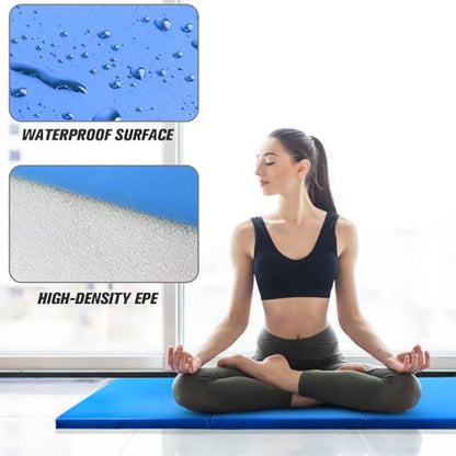 RitFit Upgraded Folding Exercise Mat, 2 Inch Thick Gymnastics Mat - color: Blue(3' x 6')
