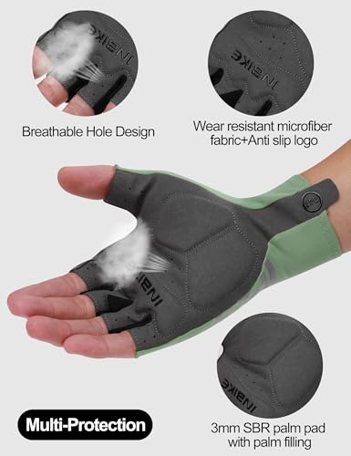 INBIKE Cycling Gloves for Men Women, Breathable Bike Gloves Lightweight Half Finger Biking Glove Mountain Road Bicycle - color: Green, size: XX-Large