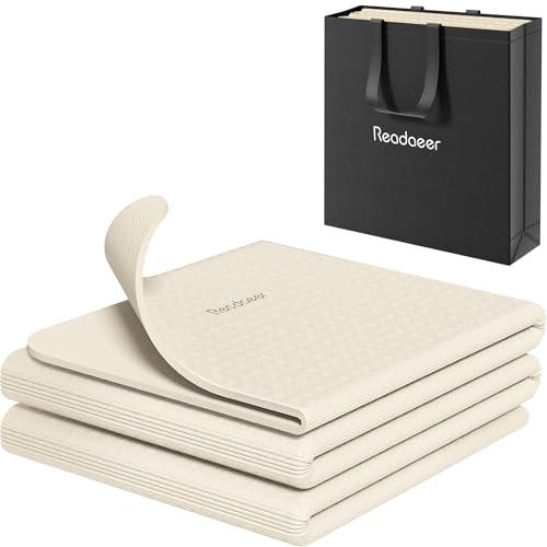 Readaeer Foldable Yoga Mat for Travel Folding Yoga Mat 6mm Thick with Carrying Bag, Non-Slip TPE Exercise Pilates Mat for 72" L x 24" W x 0.24 Inch