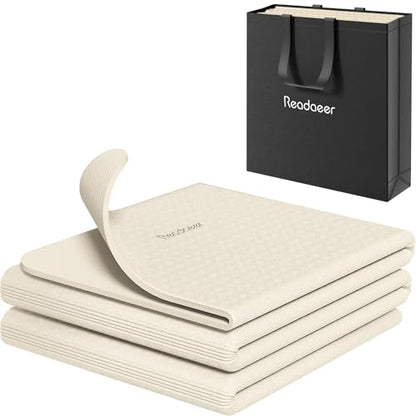 Readaeer Foldable Yoga Mat for Travel Folding Yoga Mat 6mm Thick with Carrying Bag, Non-Slip TPE Exercise Pilates Mat for 72" L x 24" W x 0.24 Inch