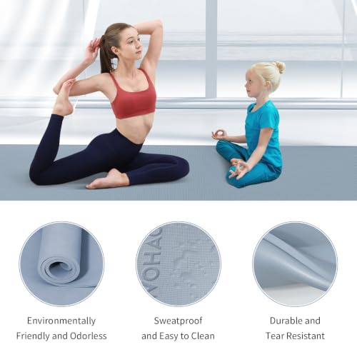 Extra Wide & Thick 8mm Yoga Mat, 72"x31.5" - color: Haze Blue