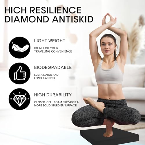 Exercise Balance Pad，Balance Foam Mat for Physical Therapy Equipment & Strength Stability Training, Slip Resistant Foam Mat for Yoga, Pilates, Meditation，Gardening knee pads - color: black