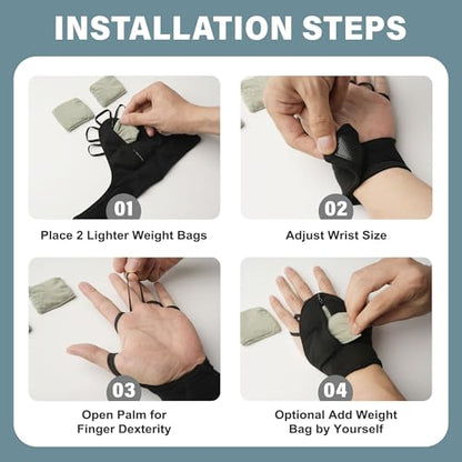 Weighted Gloves for Tremors-Adjustable Hand Gloves Stability Aid for Parkinson's Hand Tremors, Enhanced Grip & Writing Support for Elderly - size: Set Large