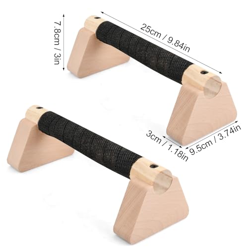 Pushup Handle Wood, Wooden Parallettes Bars for Calisthenics & Handstand Training, Push Up Bars with Non-Slip Base, Push-up Stand Strength Training & Home Gym Workout Equipment for Men Women