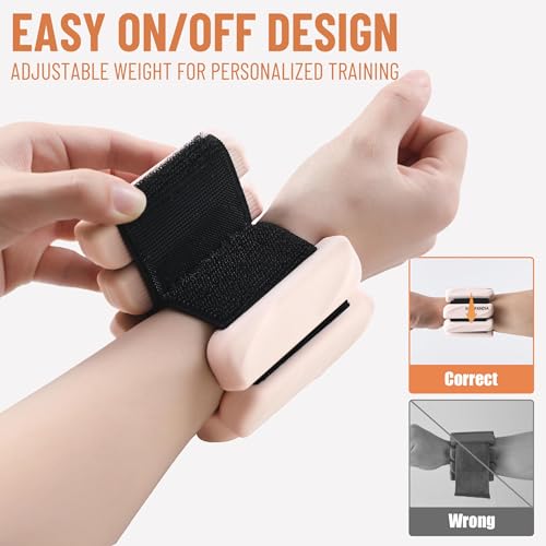 Wrist & Ankle Weights for Women and Men, 2lbs/4lbs Pairs Adjustable Silicone Weighted Bangles for Arm & Leg Workouts, Perfect for Pilates, Barre, Yoga, Walking & Home Fitness