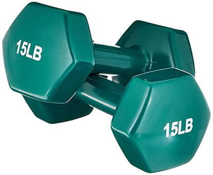 Amazon Basics Vinyl Coated Dumbbell Hand Weights - style: 15 Pounds, Pair