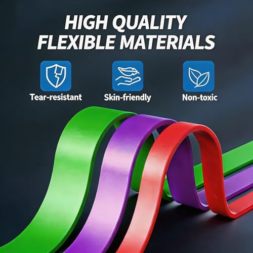 Resistance Bands, 5 Levels Exercise Bands for Men Women, Upgraded Tear Resistant Workout Band with Door Anchor,Body Stretching,Physical Therapy,Muscle Training, Pull Up Assistance Band for Working Out