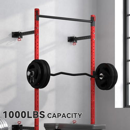 Soozier Adjustable Weight Bench with Dumbbell Rack Wooden Gym - color: Red