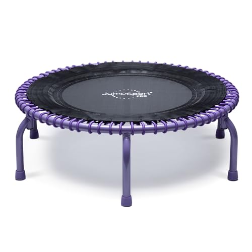JumpSport 350 PRO 39 Inch Fitness Trampoline Indoor Rebounder Cardio Workout Equipment 300 lb Capacity - color: Black, Purple