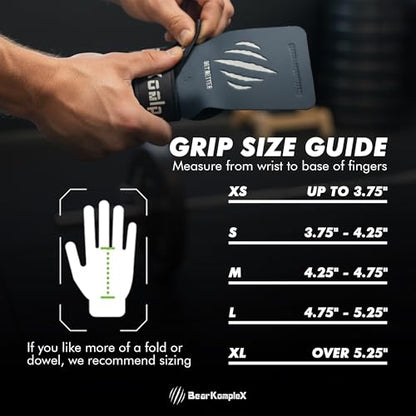 Bear KompleX No Hole Hand Grips - Non-Slip Fingerless Gymnastics Grips for Weight Lifting, Pull-ups & Cross Training | Lightweight, Padded Wrists & Foldable Grip. - size: Small