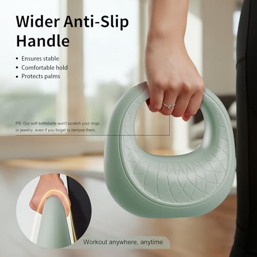 Soft Kettlebell, Kettlebells Anti-Slip Grip with Cushioned Impact-Resistant Base, Strength Training Kettlebells Sets for Home Workouts, Kettlebell for Women/Men/Beginners (6LB/10LB/15LB)