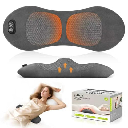 Rechargeable Cordless Lower Back Massager with Heat & Vibration - 3-in-1 Dynamic Lumbar Traction Device for Spine Decompression, Comfort & Muscle Tension Relief