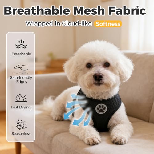 BINGPET Small Dog Harness, No Pull Step-in Puppy Pet Vest, Pink - color: Pink, size: S (NECK: 12", CHEST: 14"-18")