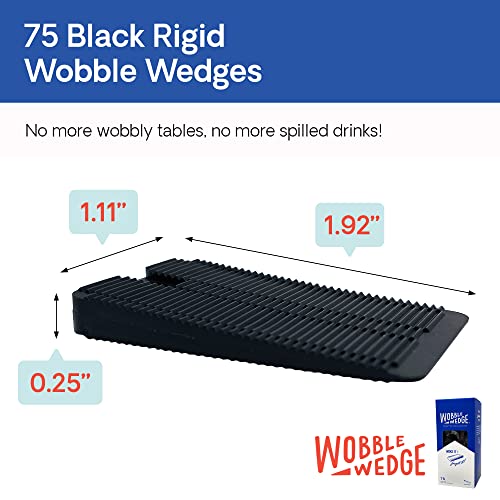 Rigid Plastic Shims, 75 Pack - Made in USA - Multi-Purpose Shim Wedges for Home Improvement & Work - Plastic Wedge for Table, Toilet, Furniture Levelers, & Leveling Feet - Black - size: 75