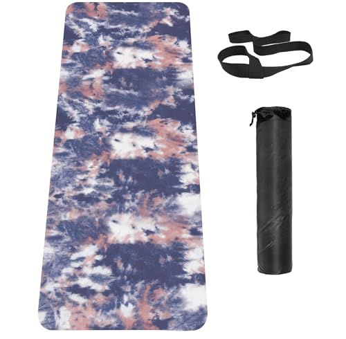 Non Slip Yoga Mat TPE Workout Mat for Men Women, Thick Workout Mat with Carrying Strap, Fitness Mats for Exercise, Yoga, Fitness, Pilates, Floor Workouts (72" x 24" x 6mm) - color: Multicolored A
