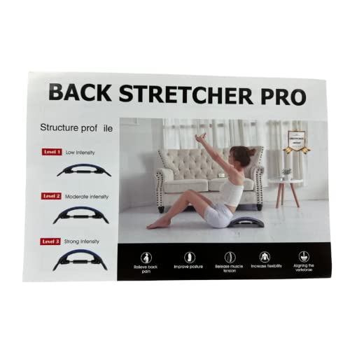 Back Stretcher Cracker, Back Stretching Device for Upper and Lower Back Pain, Back Massager for Bed and Chair, Spine Board Deck Back Popper with 3 Adjustable Settings (Black)