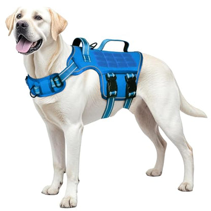 Dog Harness for Large Dogs Heavy Duty, No Pull Tactical Dog Harness with Molle System, Easy On and Off Service Dog Vest, Breathable Padded, Adjustable Reflective Pet Vest for Walking Hiking Training