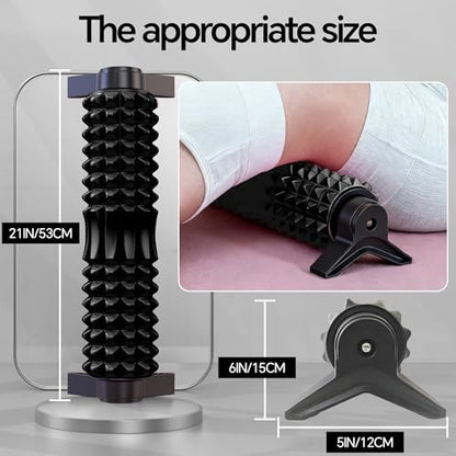 Foam Roller with Detachable Stand, 18" Deep Tissue Massage Roller, Beginner-Friendly Support Design for Muscle Recovery, Home Workout & Fitness - Black - color: Black