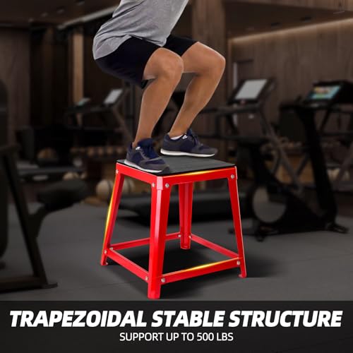Plyometric Platform 12/18/20/24 Inch Fitness Exercise Jump Box Step for Fitting, Plyometric Jumping Exercise Training - color: Red 4P