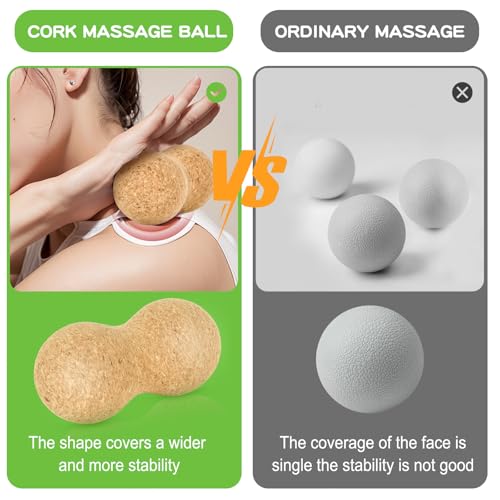 Cork Massage Ball, Peanut Massage Ball, Myofascial Release Ball, Deep Tissue Massage Roller Mobility Ball for Physical Therapy Myofascial Release Muscle Relaxer Acupoint Massage (1pcs)